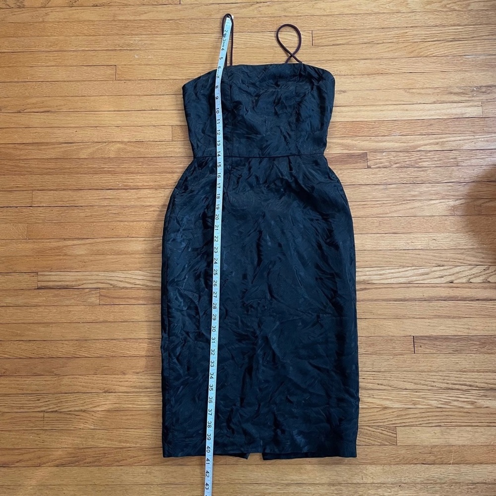 Vintage Women’s Black Floral Spaghetti Strap Acetate Sheath Midi Dress, Size 6 - Picture 7 of 9